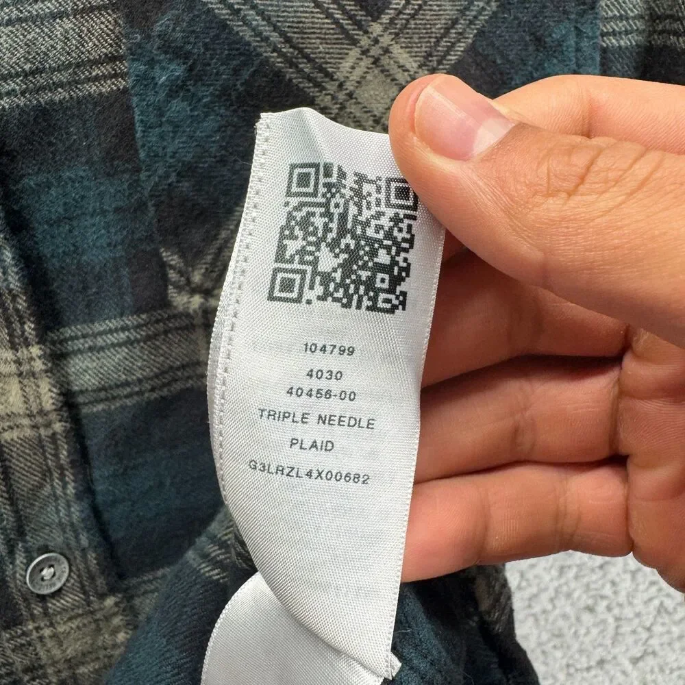 True Religion Flannel Shirt Mens M Green Plaid Western Triple Needle